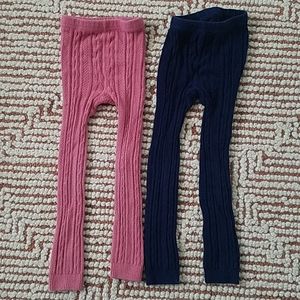 Mini Boden 5-6 knit leggings navy and pink